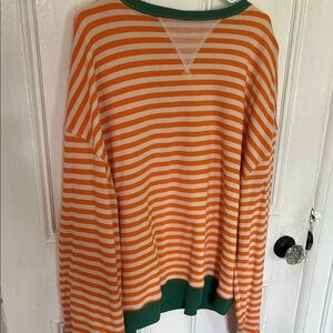We The Free Orange and Cream Striped Top
